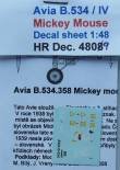 1/48 Decals Avia B.534 (Mickey Mouse)