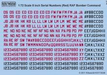 1/72 8 inch Serial Numbers (Red/Black) RAF Bomber