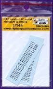 1/144 Decals RAF modern 8" serial numbers&letters