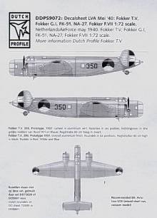 1/72 \'Mei 1940\' Fokker T.V, NA-27, FK-51, LVA etc