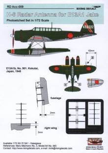 1/72 H-6 radar antenna for E13A1 Jake + decal (Hasegawa)