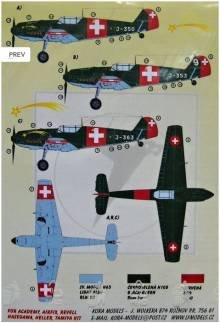 1/72 Decals Bf 109 E-3A Emil Part VI (Swiss AF)