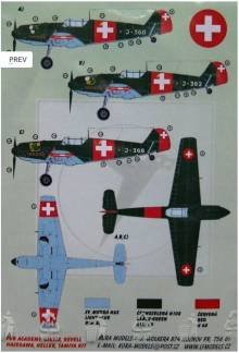 1/72 Decals Bf 109 E-3A Emil Part III (Swiss AF)