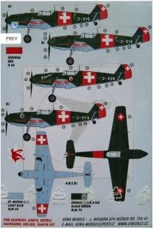 1/72 Decals Bf 109 E-3A Emil Part II (Swiss AF)