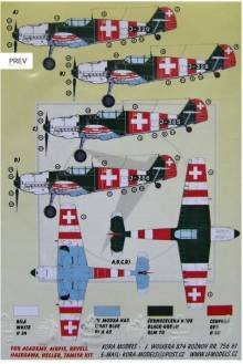 1/72 Decals Bf 109 E-3A Emil Part VII (Swiss AF)