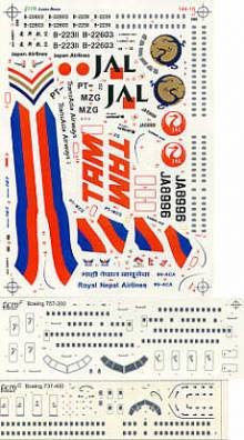 1/144 Boeing 737-400, 757-200, Airbus A321, A320