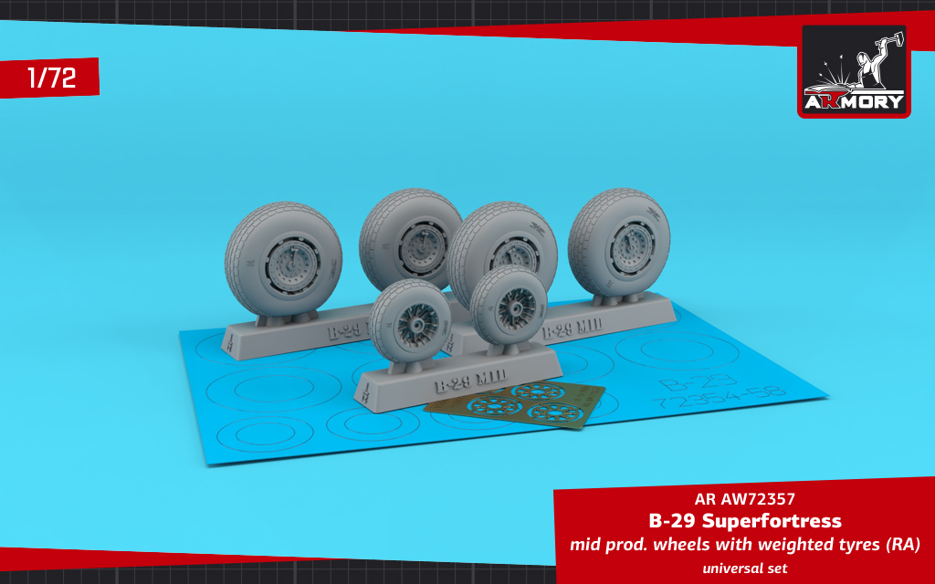 1/72 Boeing B-29 Superfortress mid production weighted wheels