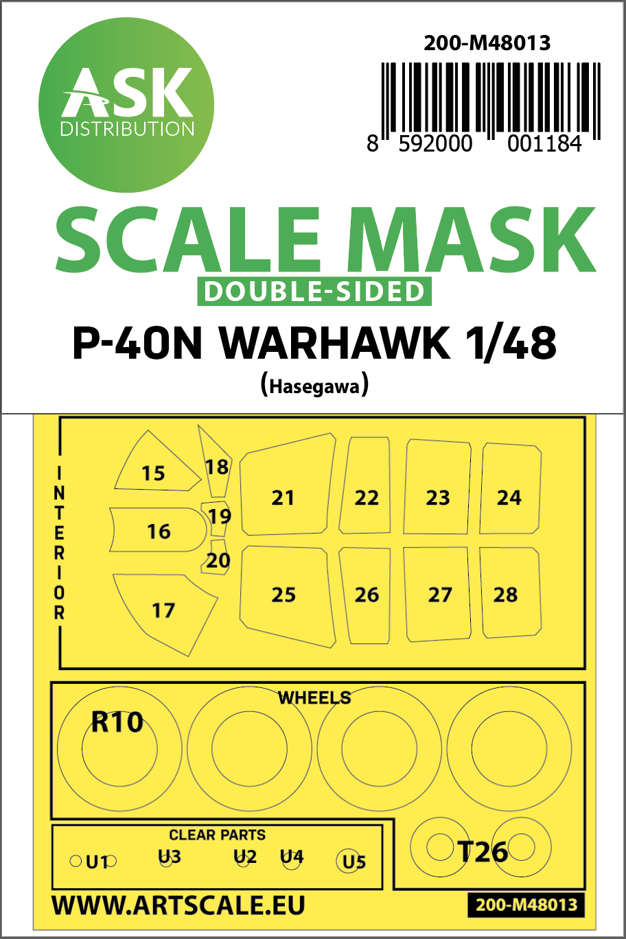 Eduard Mask 1/48 P-40N Warhawk Mask for Hasegawa  EUEX 113 