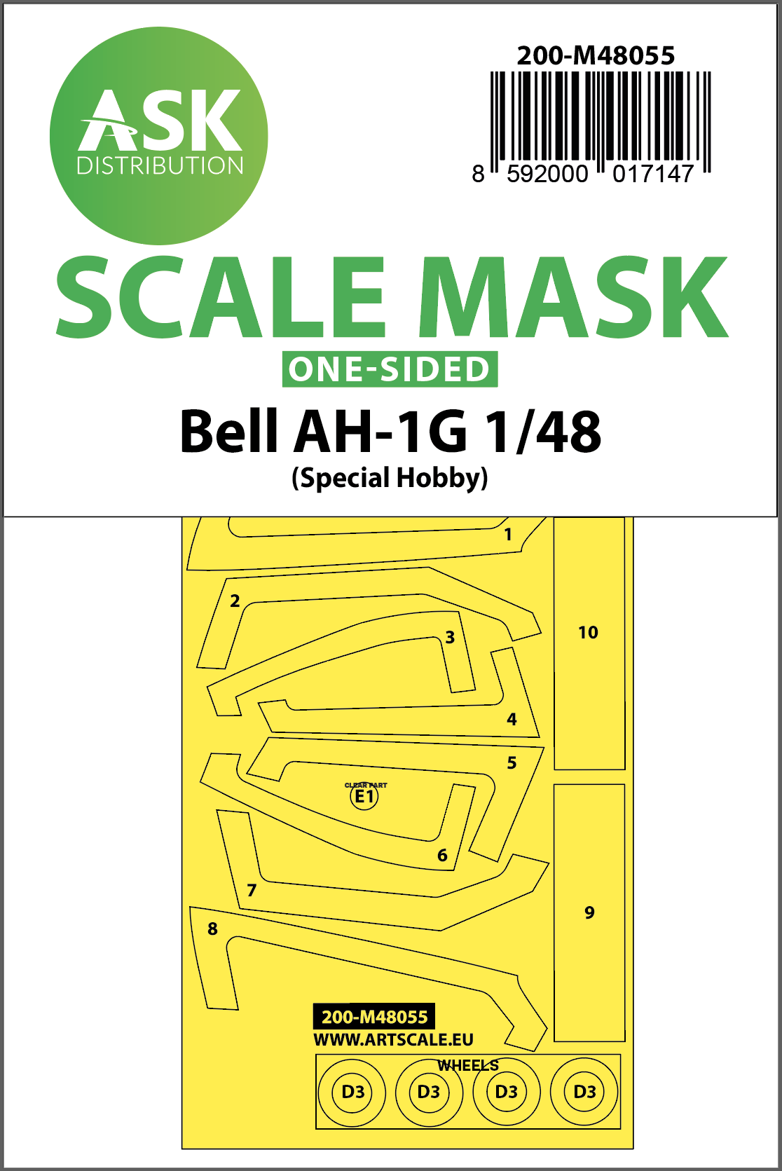 1/48 Bell AH-1G single-sided express mask