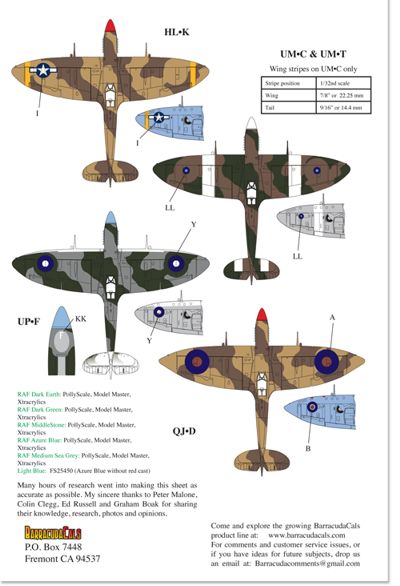 Barracuda Cals 1/32 BC32008 Spitfire Mk VIII Part 1 