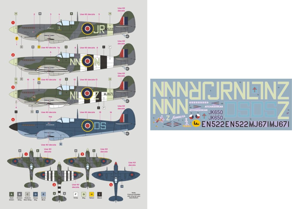1/24 Spitfire Mk.IXc Part 2 decal - 1/24 aircraft masks & decals