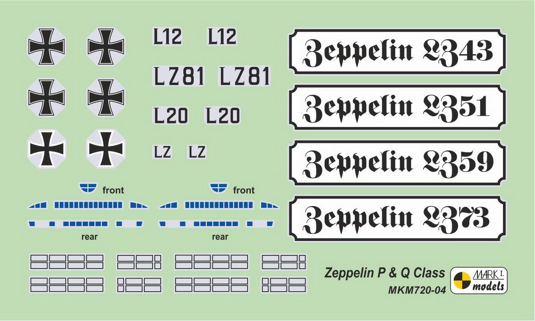 Mark I Models 1/720 Zeppelin P & Q-class 'Night Intruders' 2in1 # 720-04 
