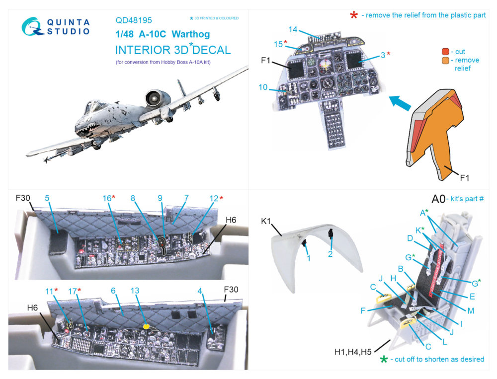 1/48 A-10C 3D-Print &amp; color Interior - 1/48 aircraft upgrade set