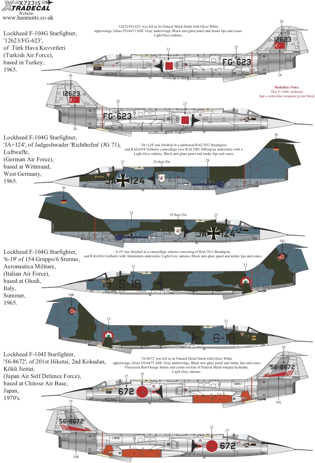 Xtra Decals 1/72 LOCKHEED F-104 STARFIGHTER COLLECTION Part 2 