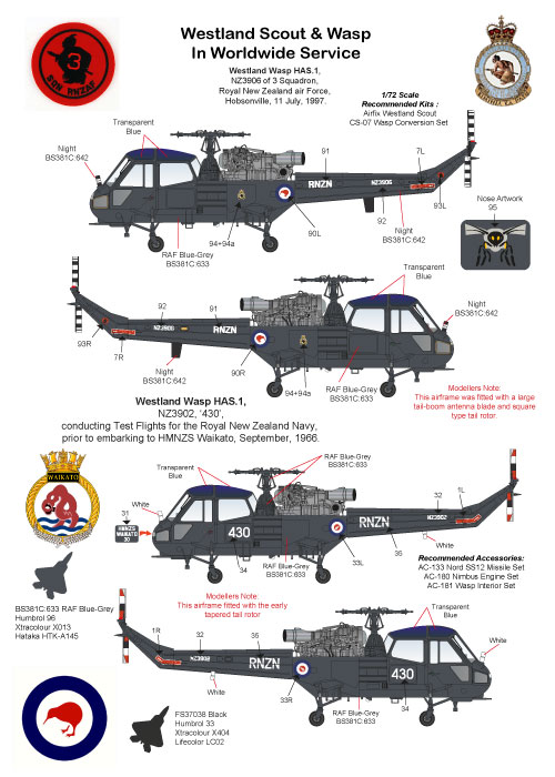 1/72 Westland Scout & Wasp in Worldwide Service Décals avions au 1/72