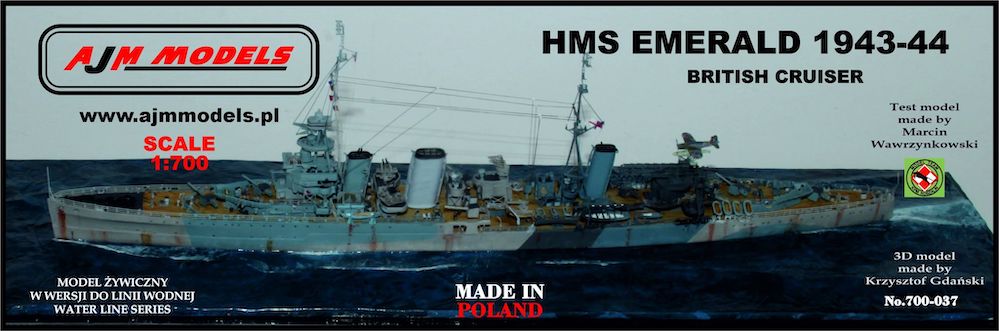 1/700 Hms Emerald WWII 1943-44 British cruiser