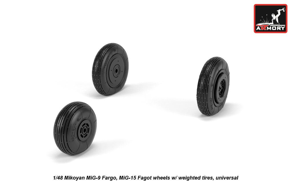 1/48 MiG9 Fargo & MiG15 Fagot wheels with weighted tires Sets de