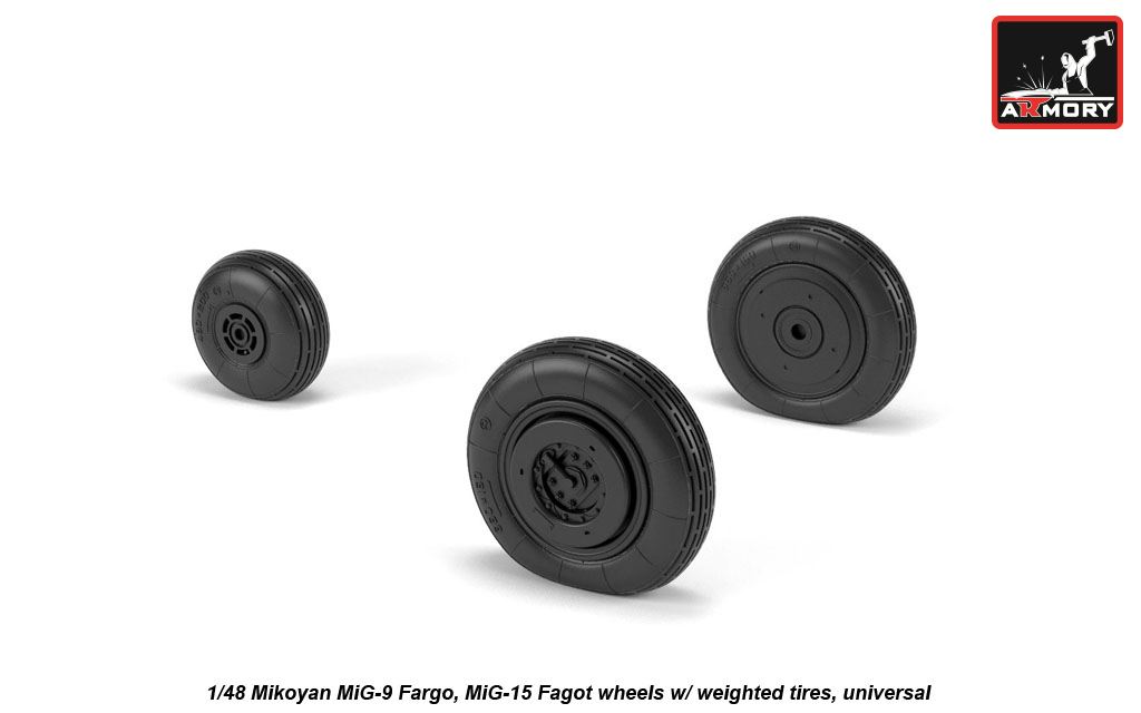 1/48 MiG9 Fargo & MiG15 Fagot wheels with weighted tires Sets de