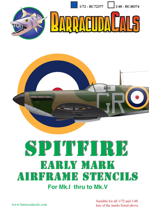 1/72 Spitfire Early Mark Airframe Stencils
