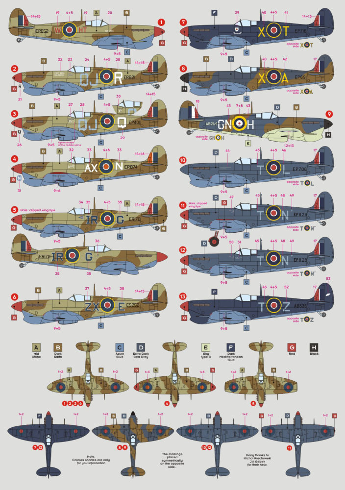 1/48 Spitfire Mk.VB Malta & MTO 1/48 Avion masques & décals