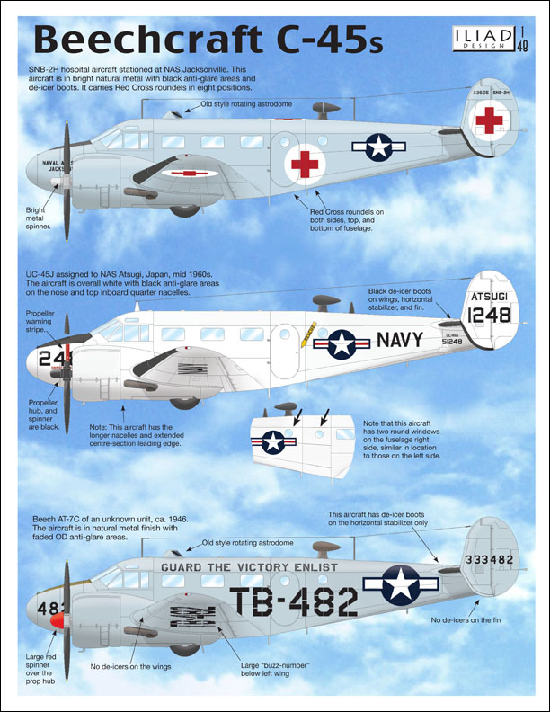 Beechcraft C-45s 1/48 decals, Iliad 48033 