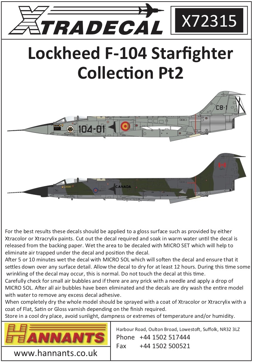 Details about   Chameleon 7203 Italian Air Force F-104S & RF-104G Starfighter decal 1/72 