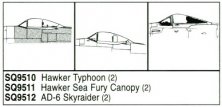 1/48 Hawker Sea Fury Vacuform Canopy. 2 pieces. For Hobbycraft k