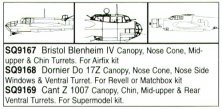 1/72 Dornier Do 17Z Vacuform Canopy. Canopy, nose cone, nose sid