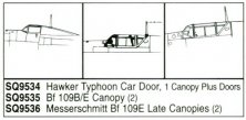 1/48 Bf 109B/E Vacuform Canopy. 2 pieces. For Hobbycraft kits