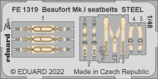 1/48 Beaufort Mk.I seatbelts STEEL
