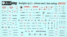 1/72 Bristol Beaufighter airframe stencil / data markings