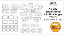 1/72 Aerospatiale AS-332 Super Puma / AS-532 Cougar+ wheels mask