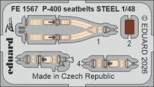 1/48 P-400 seatbelts STEEL for Arma Hobby.