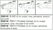 1/72 B-24D Vacuform Canopy For cockpit, nose, astrodome, dorsal