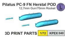 1/72 Pilatus PC-9 Fn Herstal pod, 12,7mm gun/70mm rocket
