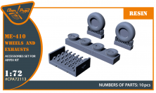 1/72 Messerschmitt Me-410 B-1/U2/U4/R4 wheel set and exhausts