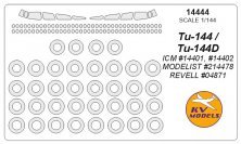 1/144 Tupolev Tu-144 canopy paint mask And wheel paint mask mask