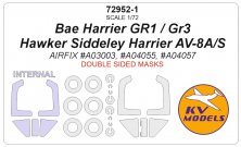 1/72 Harrier GR1 / GR3 / Av8A/S double-sided masks for Airfix