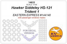 1/144 Hawker-Siddeley Trident 1c masks with passenger windows