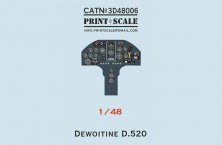 1/48 Instrumental panel Dewoitine D.520 for Tamiya