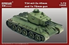 1/72 T-34 with 2x 45mm and 1x 76mm gun