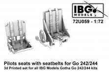 1/72 Gotha Go-242A-1/Go-244 Pilots seats with seatbelts for IBG