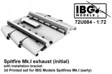 1/72 Spitfire Mk.I exhaust initial with installation bracket