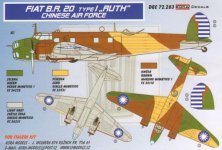1/72 Decals Fiat BR.20 Type I RUTH (Chinese AF)
