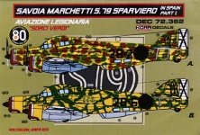1/72 Decals SM.79 Sparviero in Spain Vol.1