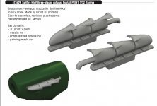 Brassin 1/72 Spitfire Mk.V 3-stacks exhaust fishtail
