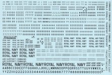 1/72 RAF Black Serial Letters and Numbers 4" ,6" ,8" and 12"