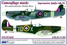 1/32 Mask Canopy S.Spitfire Mk.V Camouflage 'A'