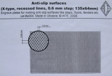 Anti-slip surfaces (X-type, 0.6mm step, recessed)