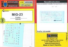 Stencils MiG-23 1/72 Kovozavody Prostejov